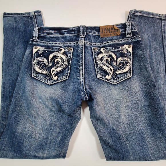 Zanadi Jeans Size 9 Distressed Embellished 30x30 - Picture 1 of 13